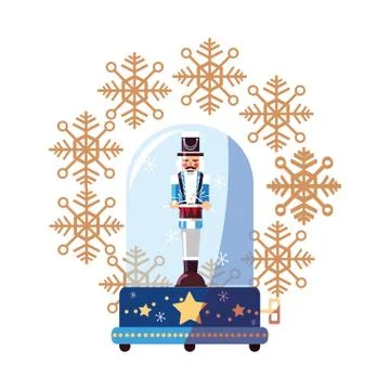 Nutcracker christmas snow globe snowflake Stock Illustration