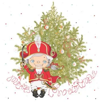 Nutcracker with christmas tree Illustrazione stock
