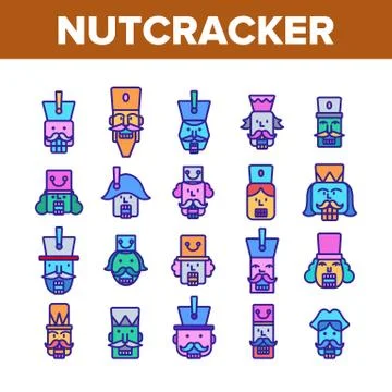 Nutcracker Collection Elements Icons Set Vector Stock Illustration