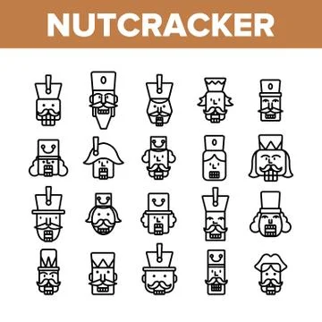 Nutcracker Collection Elements Icons Set Vector Stock Illustration