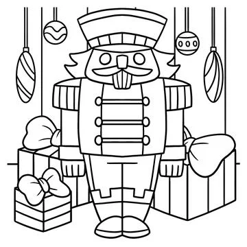 Nutcracker Coloring Page for Kids 스톡 일러스트