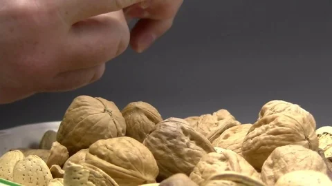 Nutcracker Crushing Nut in Shell Mix Nuts on Black Slow Motion Stock Footage 70378480