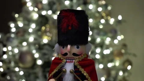 Nutcracker decoration with bokeh background during holiday season celebration Stock-Footage 327299259