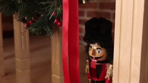 Nutcracker decoration, Seasonal nutcracker, Holiday decor Stock Footage 255055624