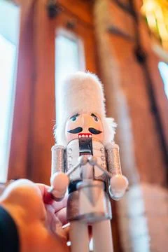 Nutcracker Doll with White Head From the Bottom Stock Photos