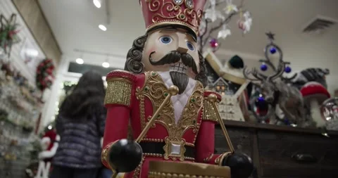 A nutcracker drummer sits waiting for someone to buy it. Video stock 298111216