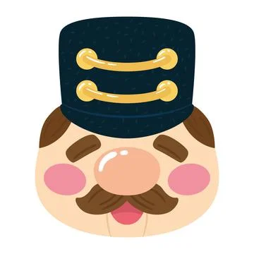 Nutcracker face Tin soldier cartoon kawaii Christmas season Vector Stock Illustration