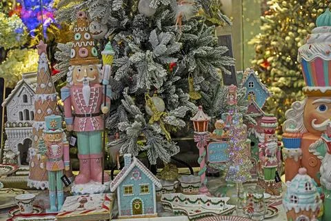 Nutcracker figures on the background of a Christmas tree Stock Photos