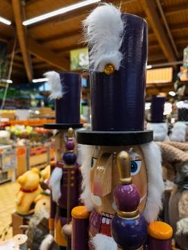 Nutcracker Figurines on Display for Holiday Decorations Stock Photos