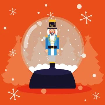 Nutcracker general in crystal ball Stock Illustration
