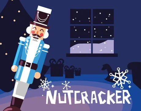 Nutcracker general with tree christmas Stock Illustration
