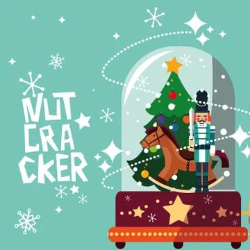 Nutcracker general with tree christmas in sphere crystal Illustrazione stock