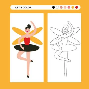 Nutcracker girl ballet dancer. Ballet Coloring page . Kids educational game in Stock Illustration