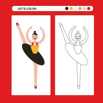 Nutcracker girl ballet dancer. Ballet Coloring page . Kids educational game in Stock Illustration