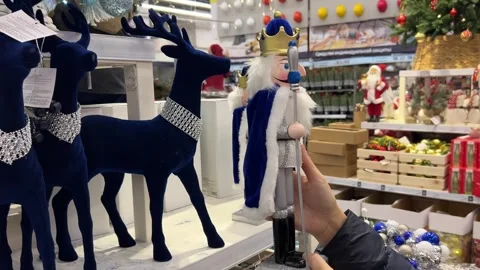 Nutcracker King Amidst Sparkling Holiday Display Video stock 256235508