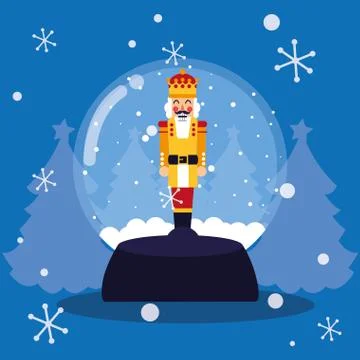Nutcracker king toy in crystal ball Stock Illustration