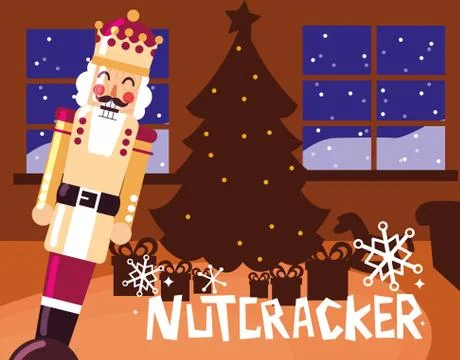 Nutcracker king with tree christmas Illustrazione stock