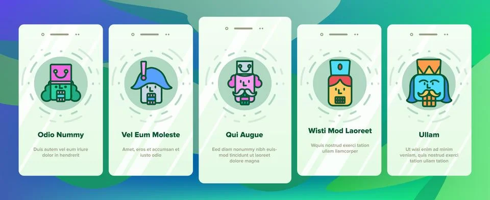 Nutcracker Onboarding Icons Set Vector Stock Illustration