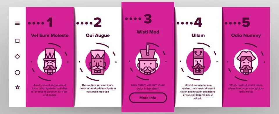 Nutcracker Onboarding Icons Set Vector Stock Illustration
