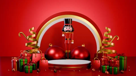 Nutcracker Soldier And Christmas Podium 1 Stock Footage 314781698