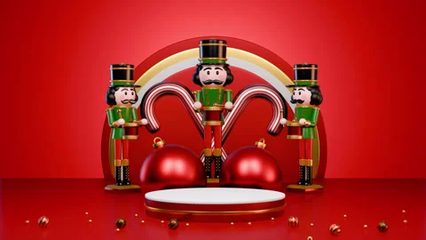 Nutcracker Soldier And Christmas Podium 5 Stock-Footage 314782399