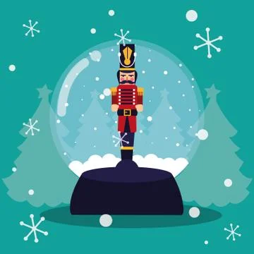 Nutcracker soldier in crystal ball Stock Illustration