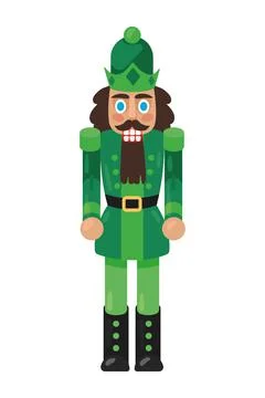 Nutcracker soldier with green uniform 库存插图