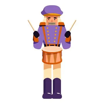 Nutcracker soldier playing drum and holding drumsticks Stock Illustration