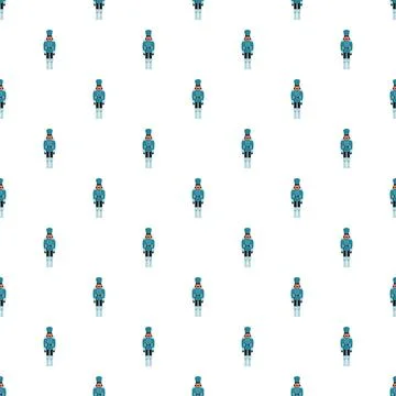 Nutcracker soldier toy seamless pattern on white background Stock Illustration
