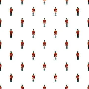 Nutcracker soldier toys repeating pattern on white background Stock Illustration