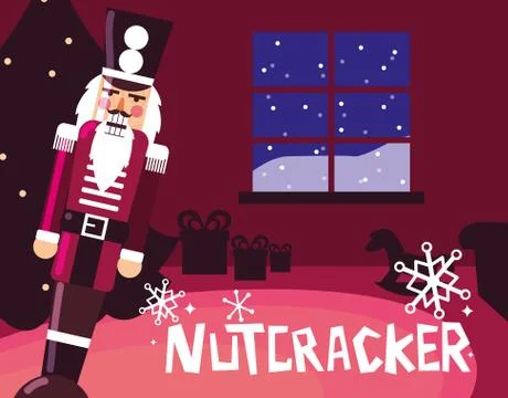 Nutcracker soldier with tree christmas Stock Illustration