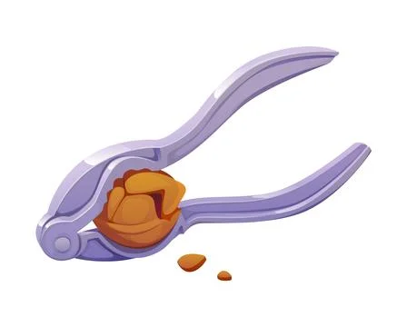 Nutcracker tool squeezing a walnut cooking process Stock Illustration