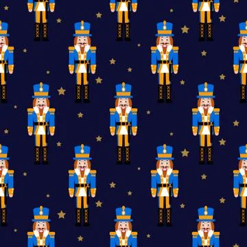 Nutcracker toy red xmas seamless vector pattern. Illustrazione stock