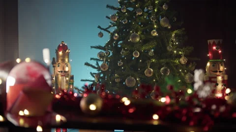 Nutcrackers under Christmas tree for Holidays Stock Footage 254178849