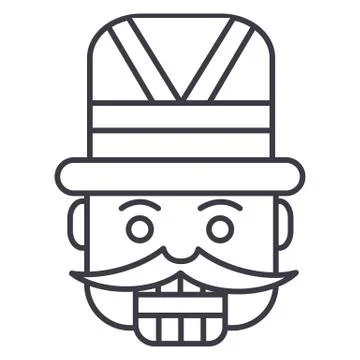 Nutcracker,toy soldier vector line icon, sign, illustration on white backgrou 스톡 일러스트