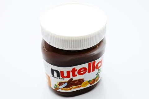 NUTELLA jar, Hazelnut Spread with Cocoa produced by Ferrero Stock Photos