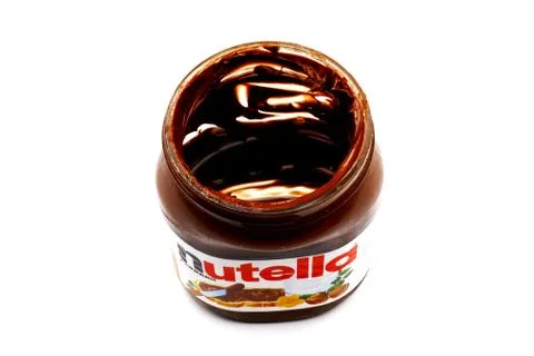 NUTELLA jar, Hazelnut Spread with Cocoa produced by Ferrero Stock Photos