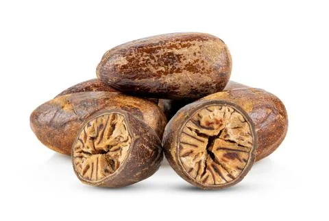 Nutmeg isolated on white Stock Photos