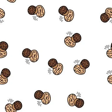Nutmeg nut vector seamless pattern イラスト素材