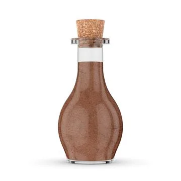 Nutmeg powder in a bottle isolated Stock Photos