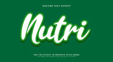 Nutri Green 3d editable text effect Template 스톡 일러스트
