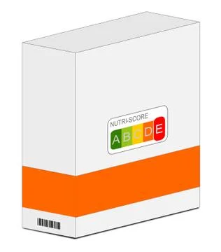Nutri-Score Label E on a carton, 5-colour Nutrition Label - 3D illustration Stock Illustration