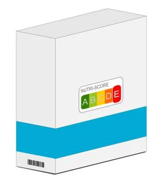 Nutri-Score Label E on a carton blue, 5-colour Nutrition Label - 3D illustration Illustrazione stock