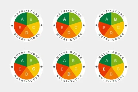 Nutri-score label on white background. Food rating system signs. Health care 스톡 일러스트