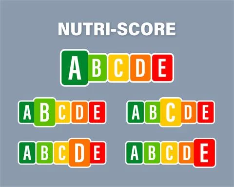 Nutri score for packaging design. Logo, icon, label. Vector stock illustration. Stock-Illustration