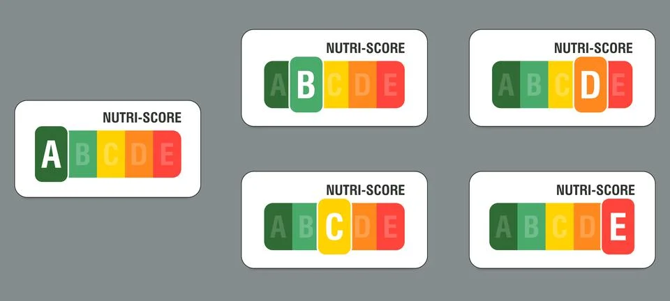 Nutri score for packaging design. Logo, icon, label. Vector illustration Stock Illustration