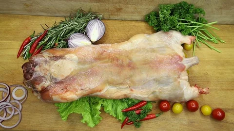 Nutria raw with the decor from the chef. Video stock 130003012