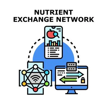 Nutrient exchange network concept illustrating information transfer イラスト素材