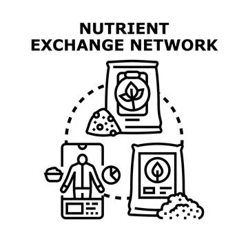Nutrient exchange network illustrating plant soil fertility Stock Illustration