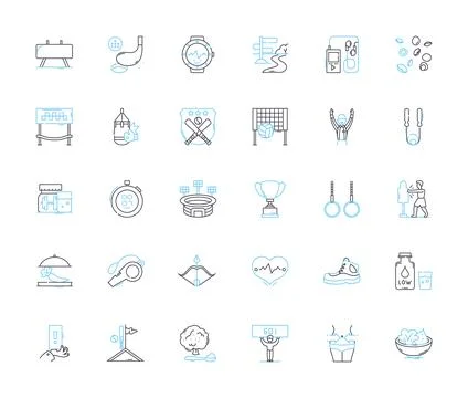 Nutrient intake linear icons set. Macronutrients, Micronutrients, Vitamins Illustrazione stock